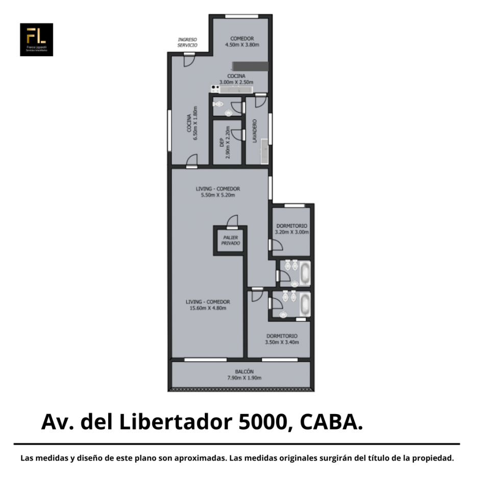 Piso 3 amb. con cochera Cañitas Av. Libertador 5000